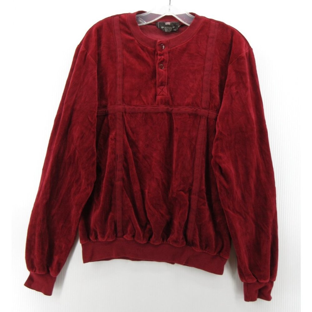 VINTAGE Givenchy Monsieur Sweater Medium Velour Henley Rockabilly 80s